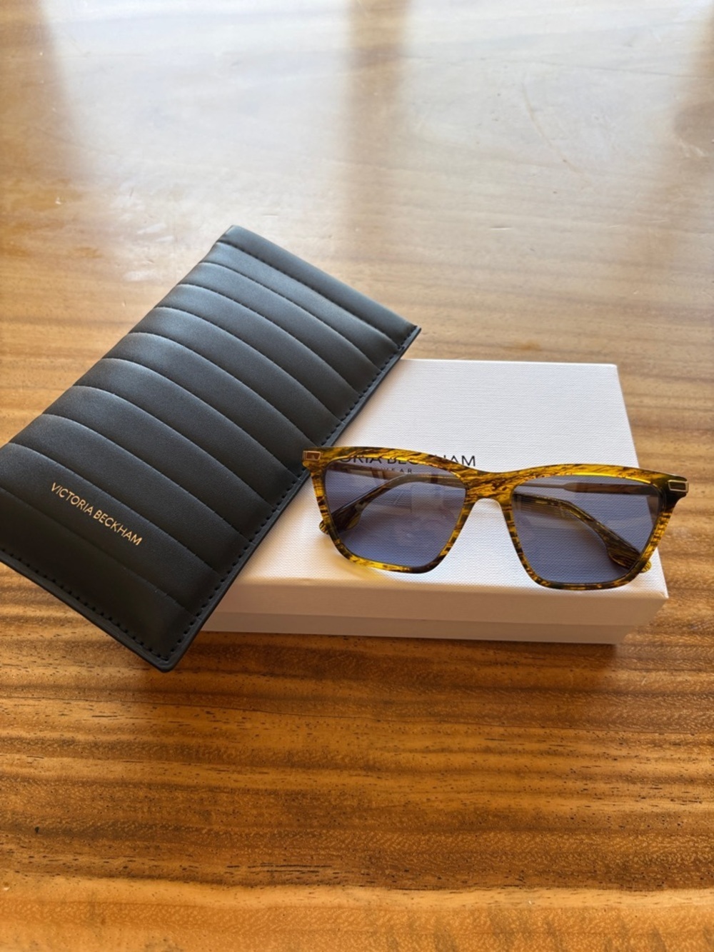 Victoria Beckham Tortoiseshell Cat-Eye Sunglasses with Blue Lenses